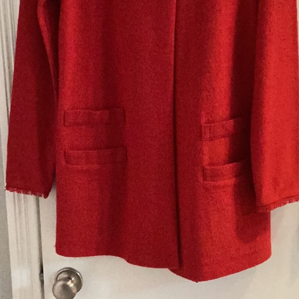 Karl Lagerfeld Deep Red Wool Blend Coat - Picture 3 of 10